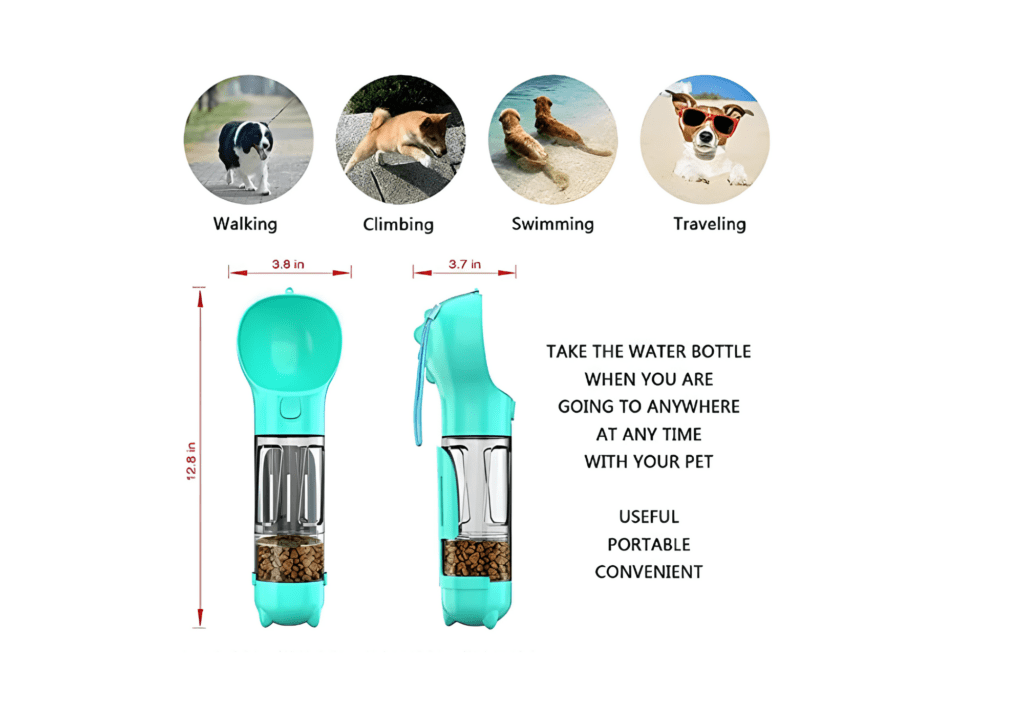 🐾 Alles-in-één Honden- en Kattenfles met Voedsel- en Poepdispenser – Ideaal voor Wandelen en Reizen - Afbeelding 2