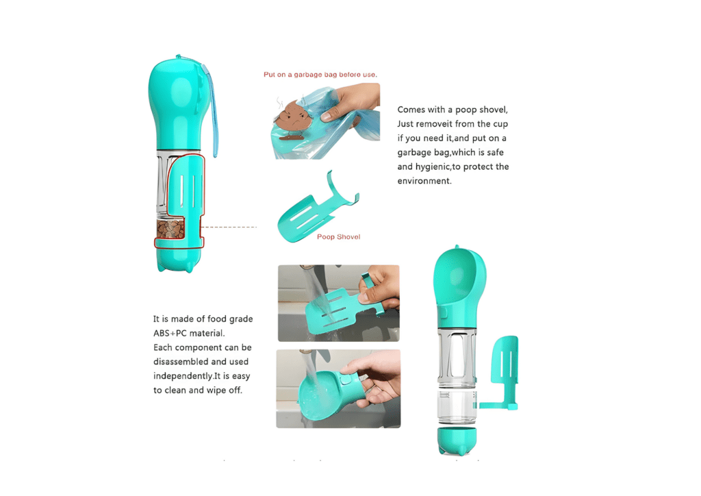 🐾 Alles-in-één Honden- en Kattenfles met Voedsel- en Poepdispenser – Ideaal voor Wandelen en Reizen - Afbeelding 6